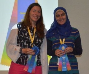 Hala and Sonia receiving an award at SOUPS 2014