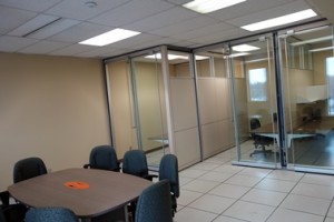 New glass walls have been installed in the lab