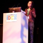 Leah at the podium, presenting her IDC paper in Manchester