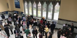 Overhead shot of the SME and Research Showcase at the SERENE-RISC Fall 2016 Workshop