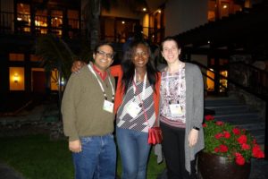 Anil, Borke, Sonia standing outside the hotel at USEC 2017